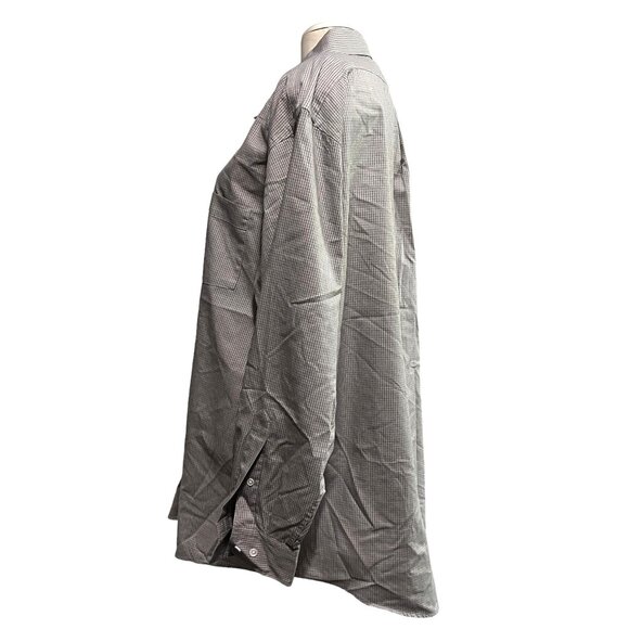 ENRO Mini Plaid Coilared Button Down Shirt Sz 18 (35-36) Tall Long Sleeve McMill - Picture 5 of 6